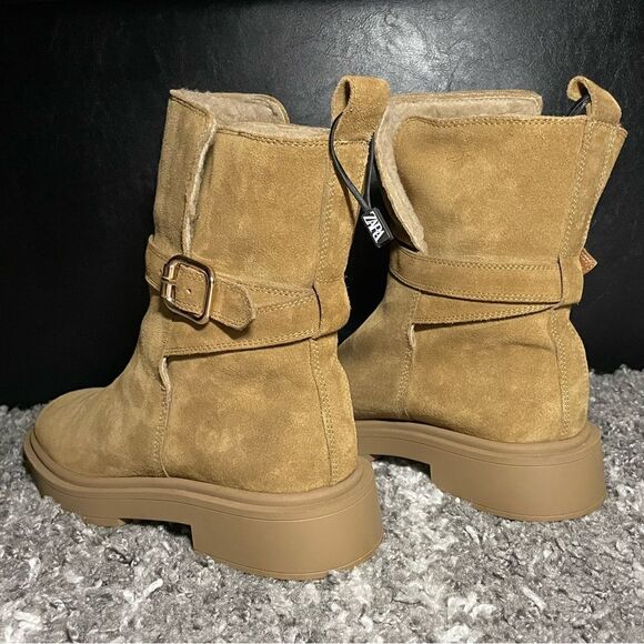 NWT Zara Fleece Lined Split Leather Boots - Picture 5 of 8